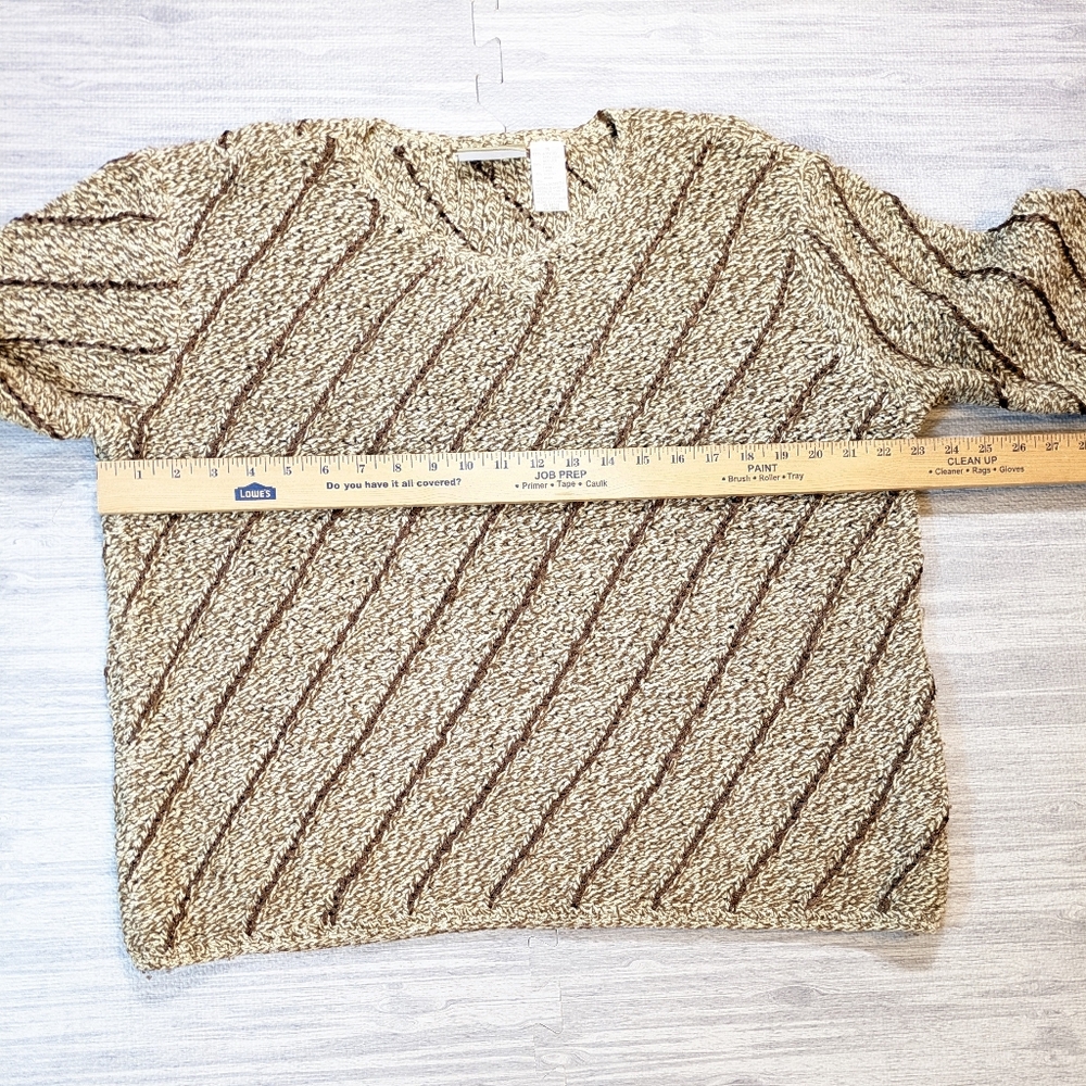 Vntg Liz Claiborne Oversized Knit Sweater Wool Blend, Ribbon Striped, Cozy Med - Picture 5 of 9